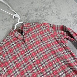 Ralph Lauren Plaid Button Down Shirt Classic Fit Long Sleeve‎ Red Mens L